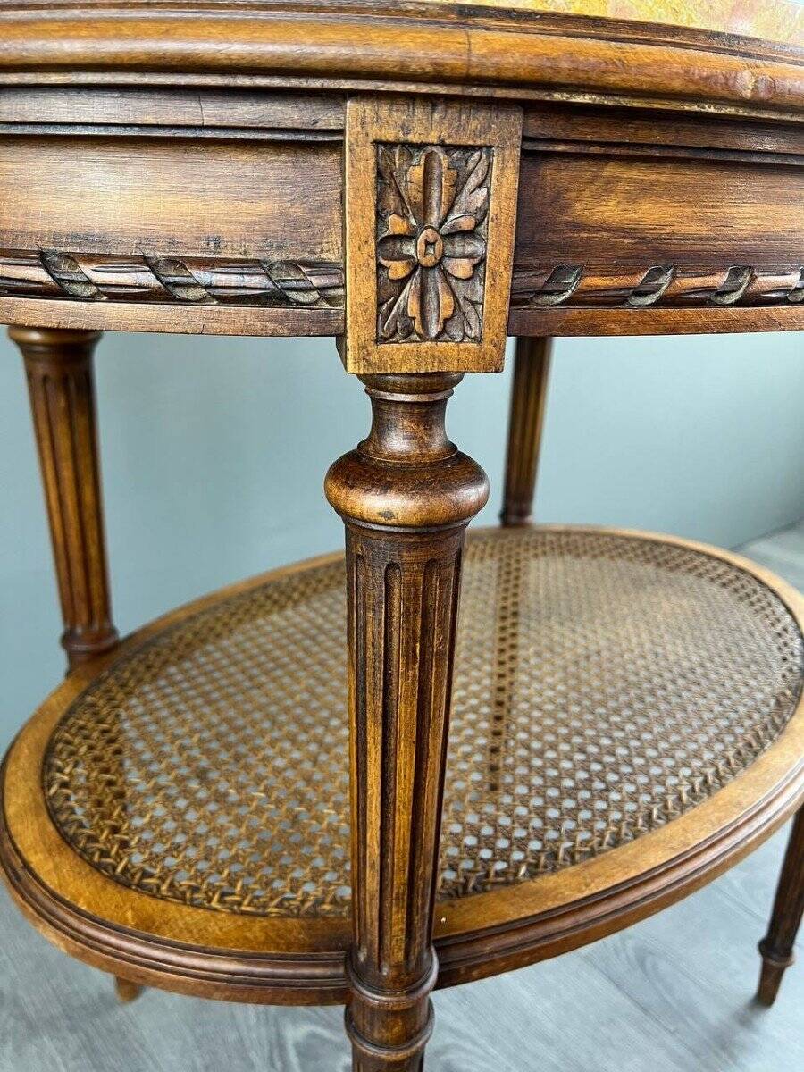 Side Table, Louis XVI Style Pedestal Table, Late 19th Century