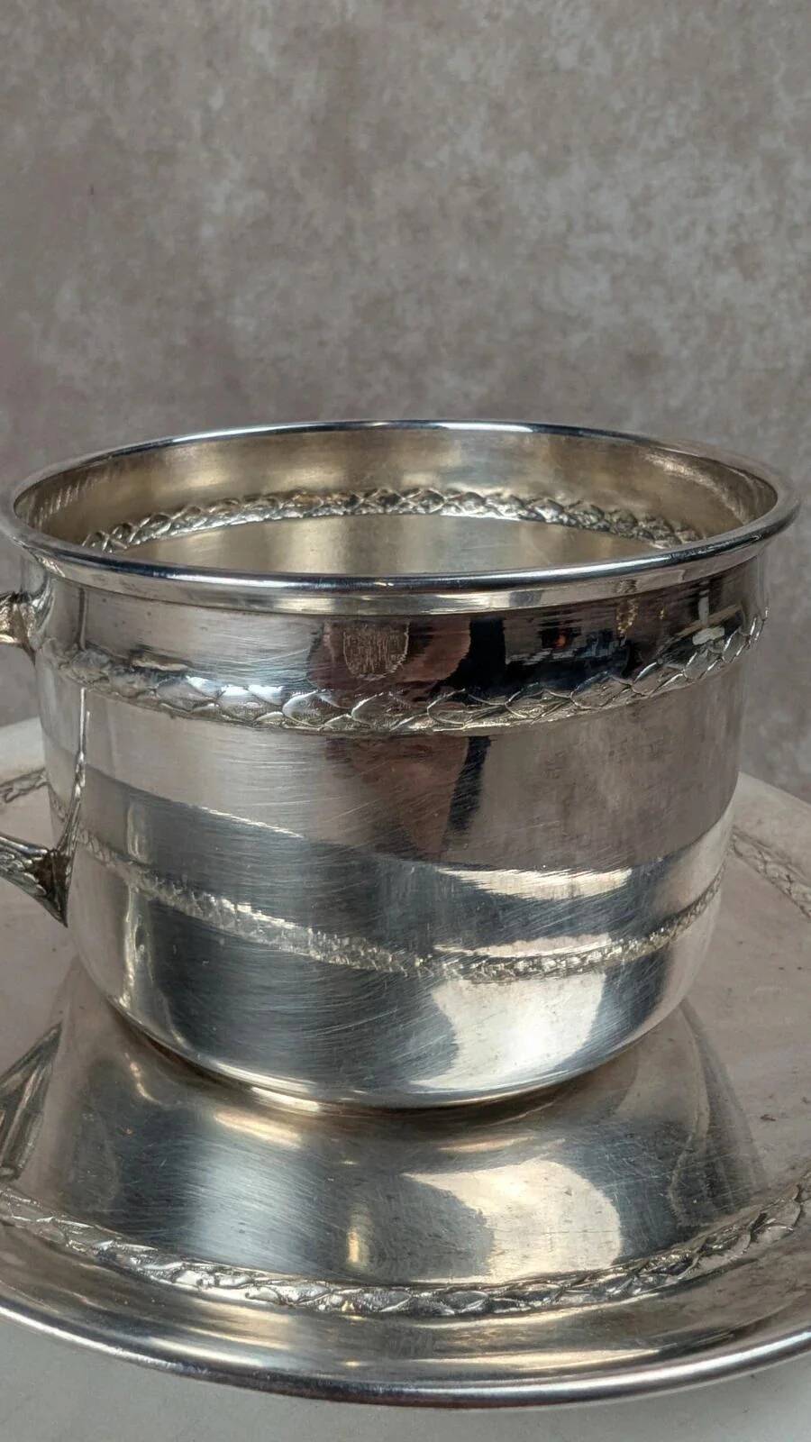 Vintage silver-plated cup and saucer
