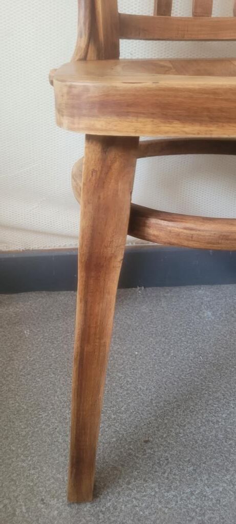 Chaise bistrot de bureau artisanale en bois d'olivier