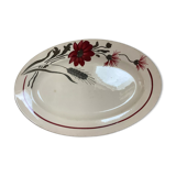 Plat faïence fleurs grenats modèle Artois Sarreguemines