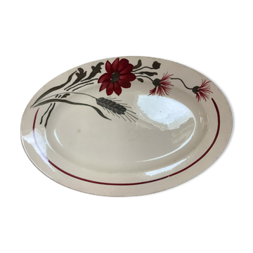 Plat faïence fleurs grenats modèle Artois Sarreguemines