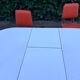 Formica leatherette chair with orange table, vintage 70s Space Age