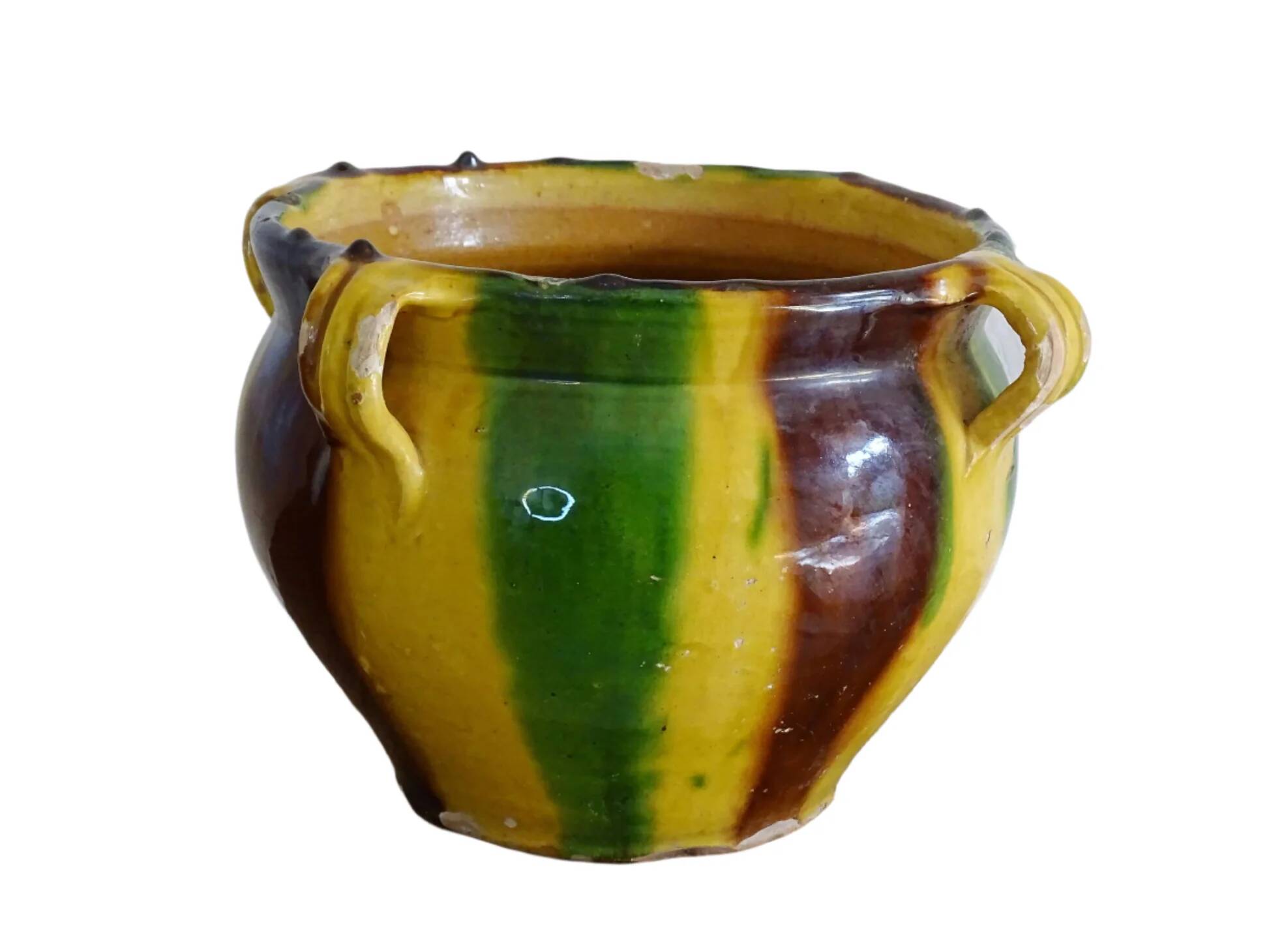 Jardinière ancienne en céramique française de Castelnaudary