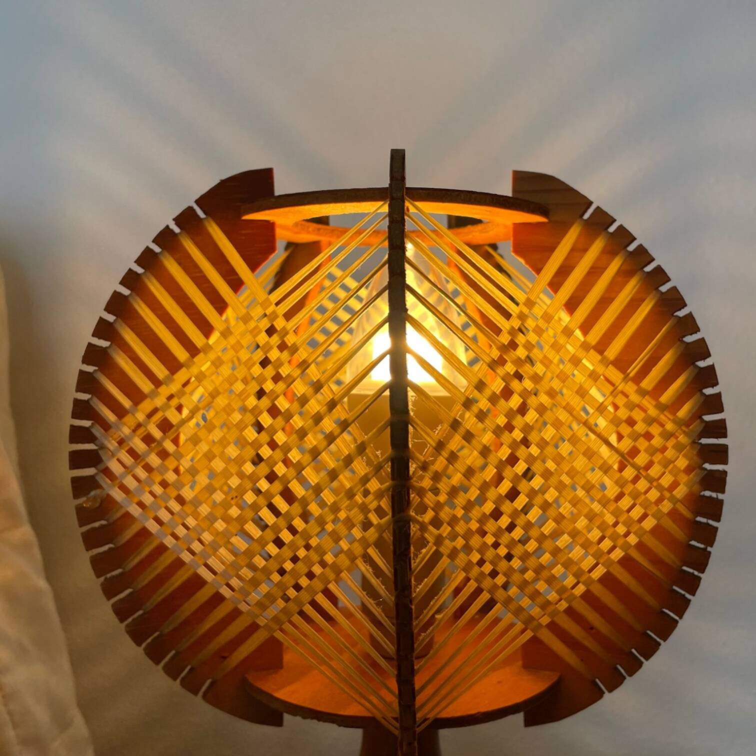 Pair of mid century wooden table lamps