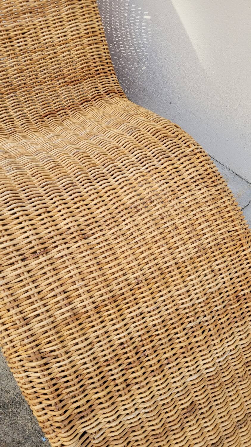 Vintage rattan chaise longue deck chair - 1970s