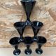 Set of 6 Art Nouveau Ice Cream Cups Black Opaline Glass France Vintage