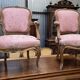 pair of Louis XV style cabriolet armchairs