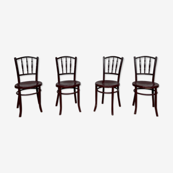 Série 4 chaises en bois bistrot 1950  fischel