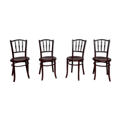 Série 4 chaises en bois bistrot 1950  fischel