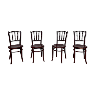 Série 4 chaises en bois bistrot 1950  fischel