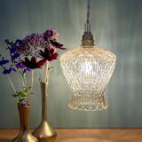 Vintage tulip pendant light in amber glass