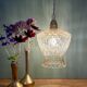 Suspension tulipe vintage en verre ambré