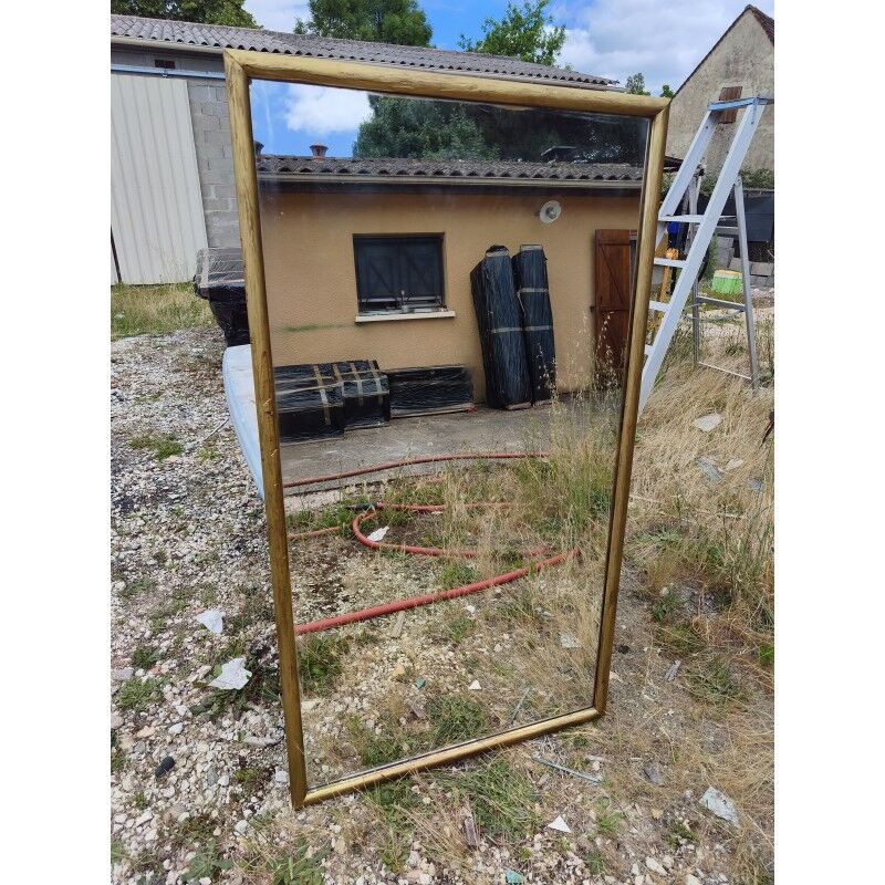 Large mirror from the early 20th century, wood and gilded stucco.