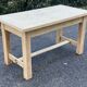 Renovated farmhouse table in solid oak wood and veneer, 135cm.