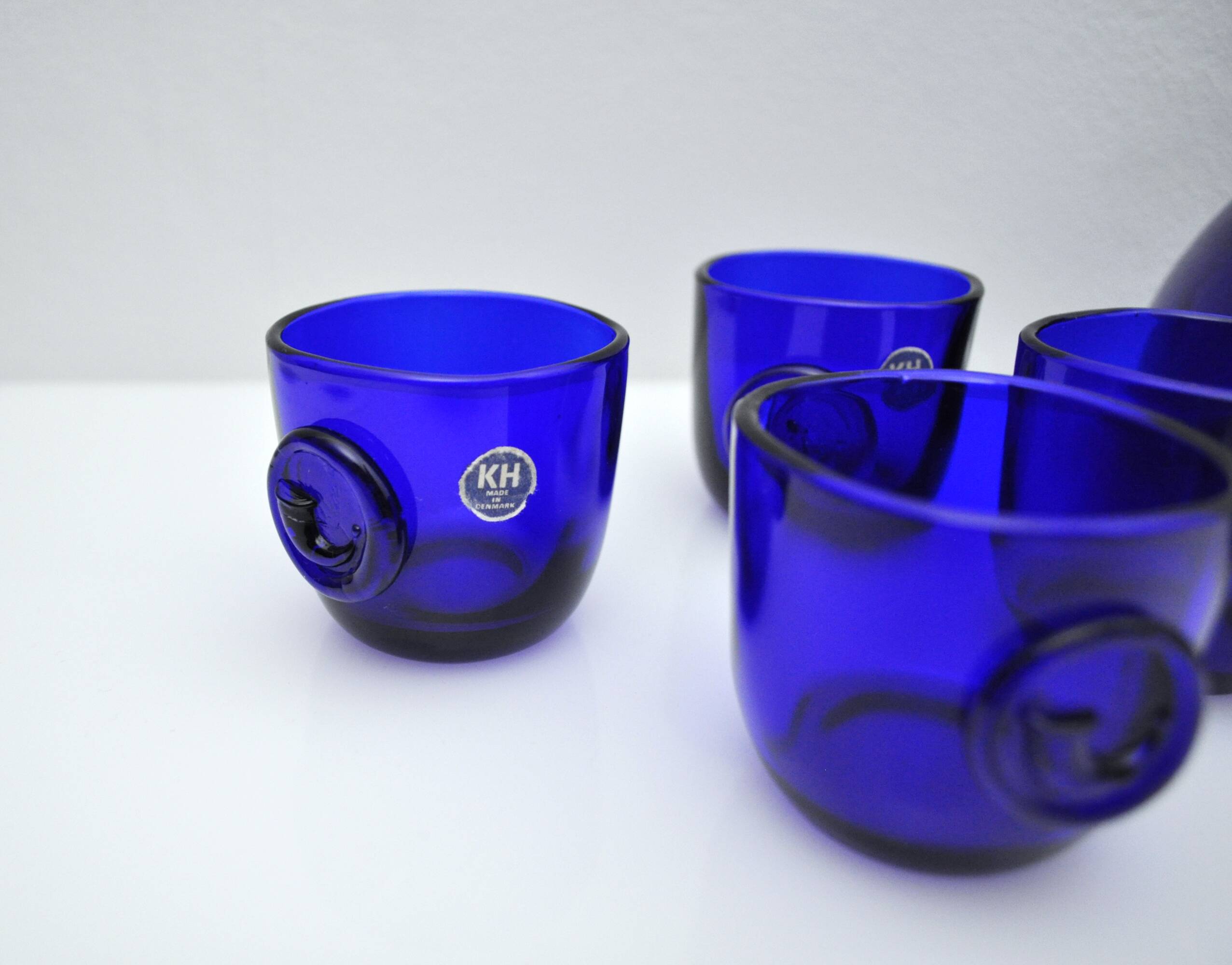 Cobalt Blue Viking Decanter and Cups, Holmegaard Glasværk, 1962