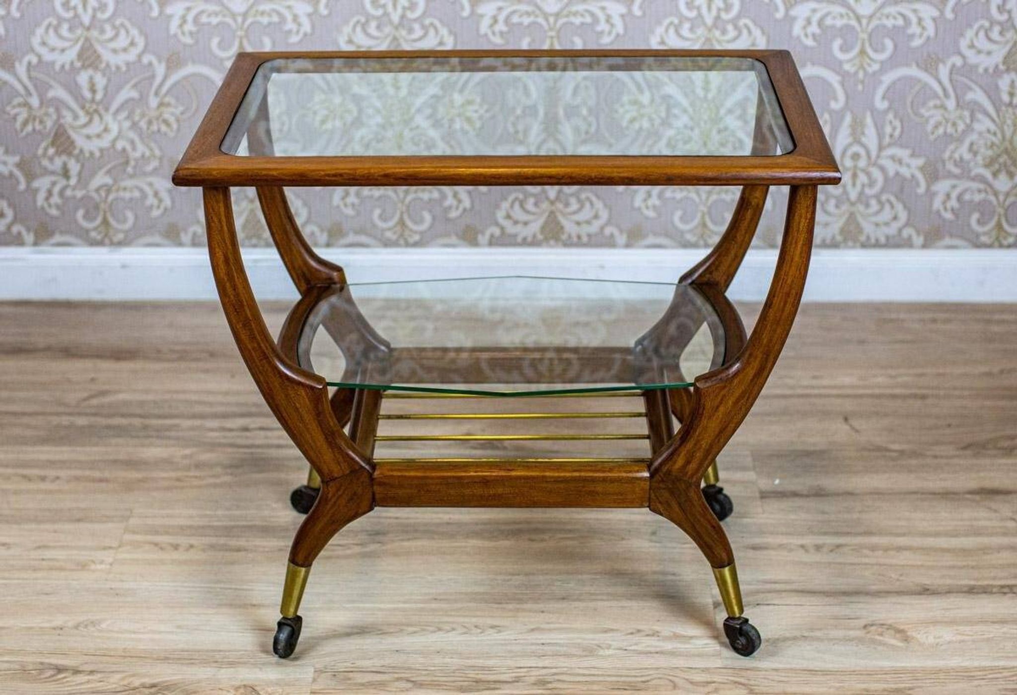 Vintage Coffee Table with Glass Top, 1990s