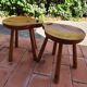 Pair of vintage 1960s solid pine ovoid Scandinavian stools