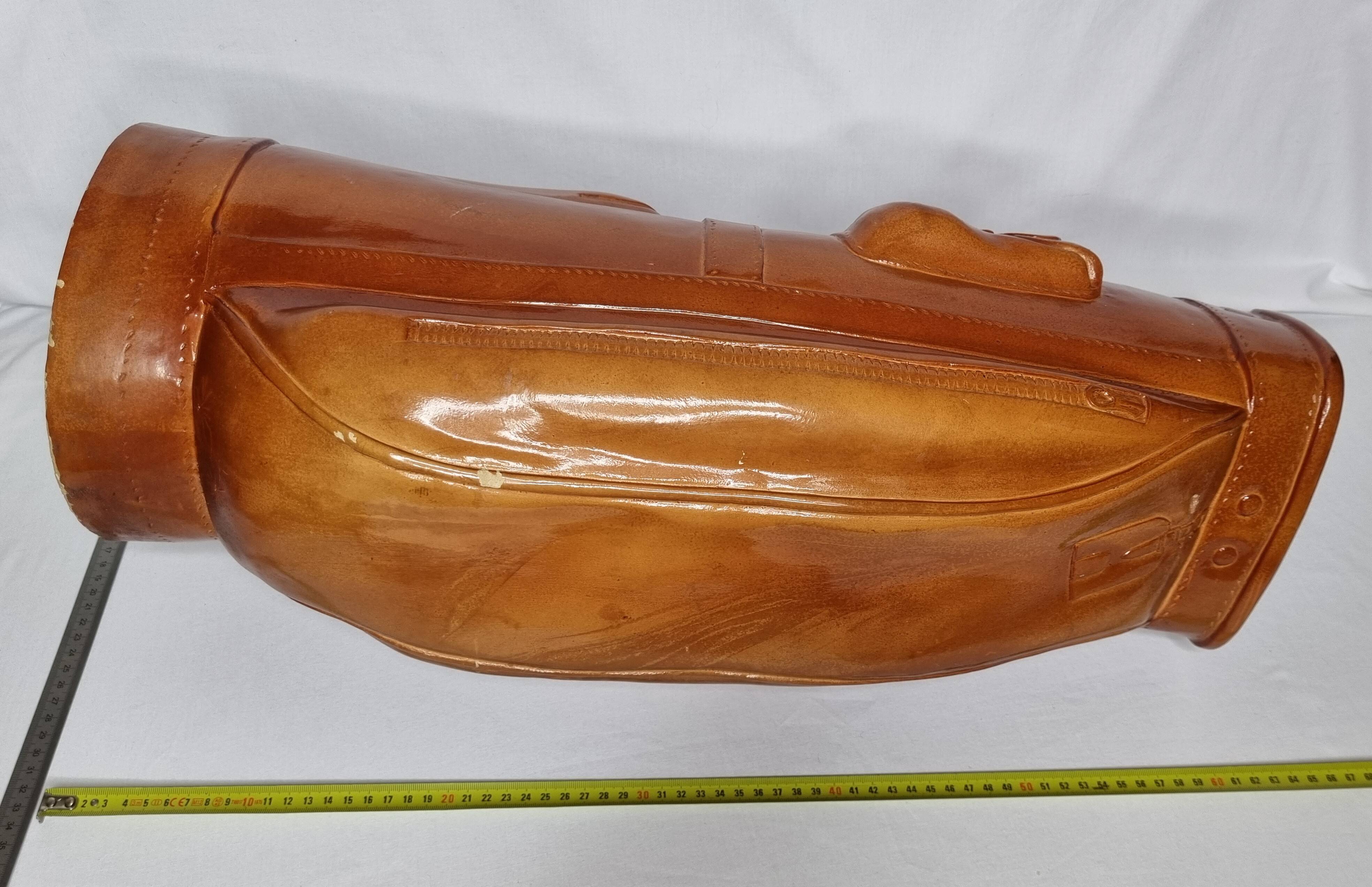 Vintage sculptural umbrella stand golf bag imitation leather 70s 65 cm