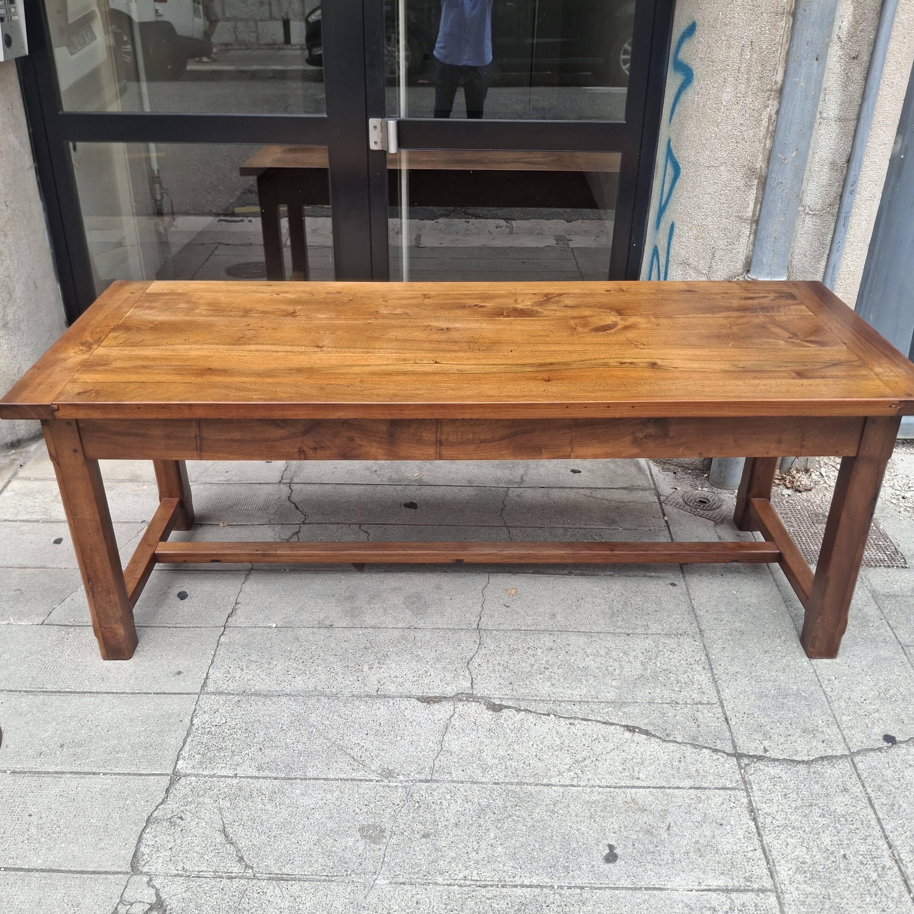 Large farmhouse table in walnut.