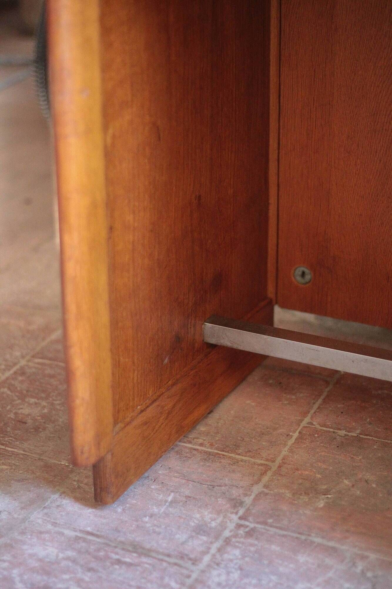 Vintage desk, children's wooden desk in art deco style, desk with drawers