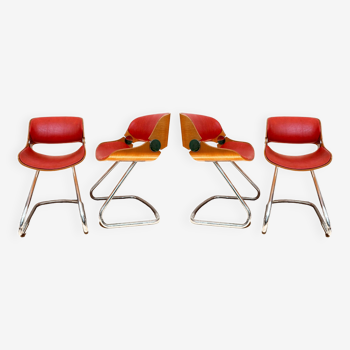 Suite of four Space Age chairs by Etienne Fermigier. France, 1960s
