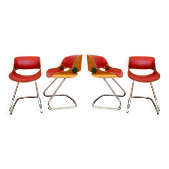 Suite of four Space Age chairs by Etienne Fermigier. France, 1960s
