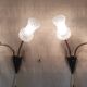Articulated double light wall sconces in brass and glass - mid 20th century.