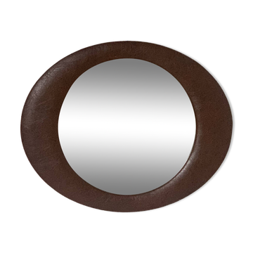 Asymmetrical oval wall mirror seventies