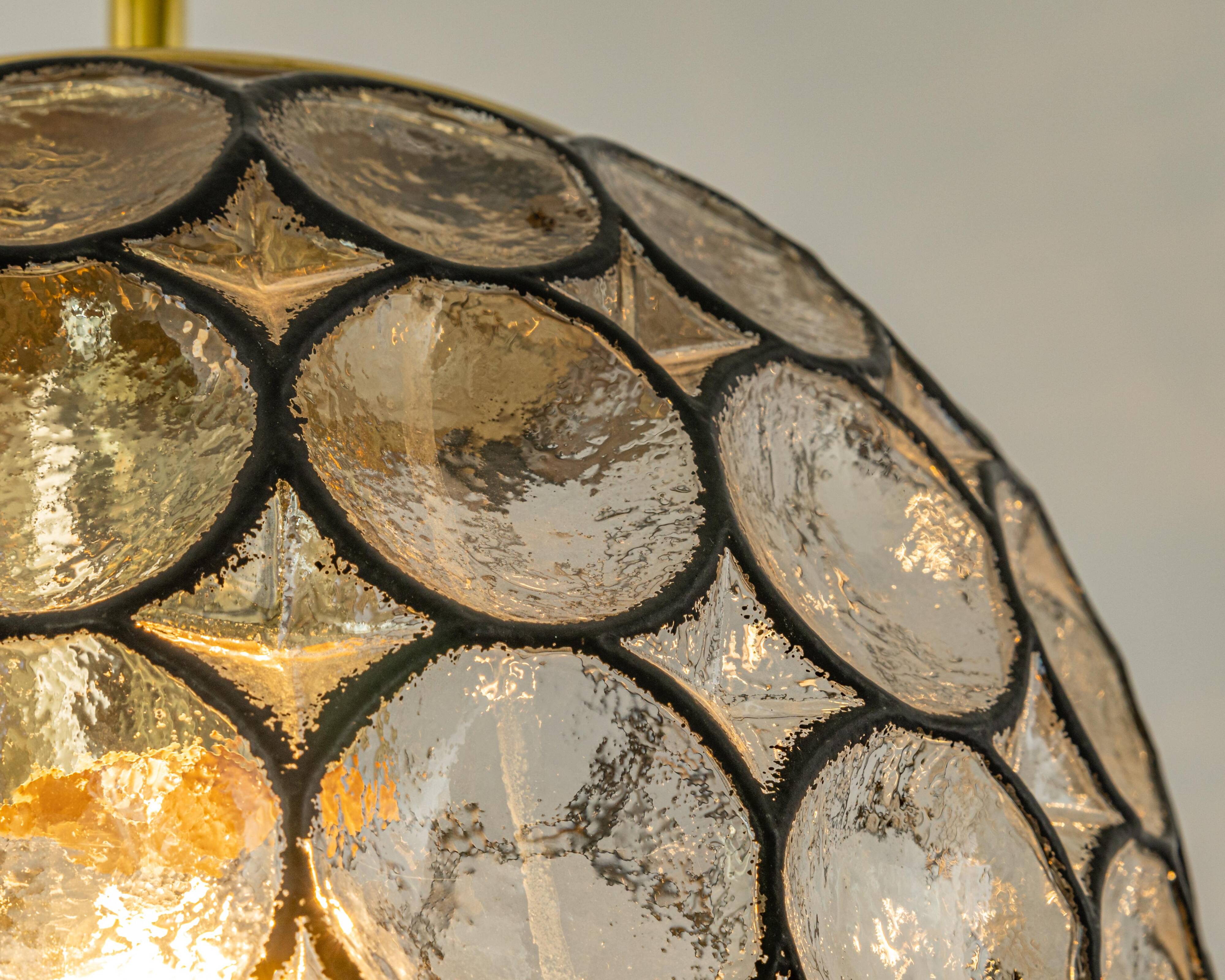 Iron and clear glass pendants by Limburg, Germany, 1960s.