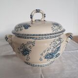 Soupière blanche et bleue