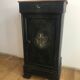 Bedside table vintage carved wood badge drawer holder black old wood
