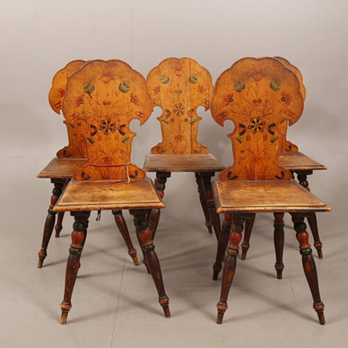 5 chaises de cuisine du fin XIXe début XXe ranka