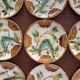 Set of 2 Salins Barbotine Plates - Vintage Parakeet Decor - service