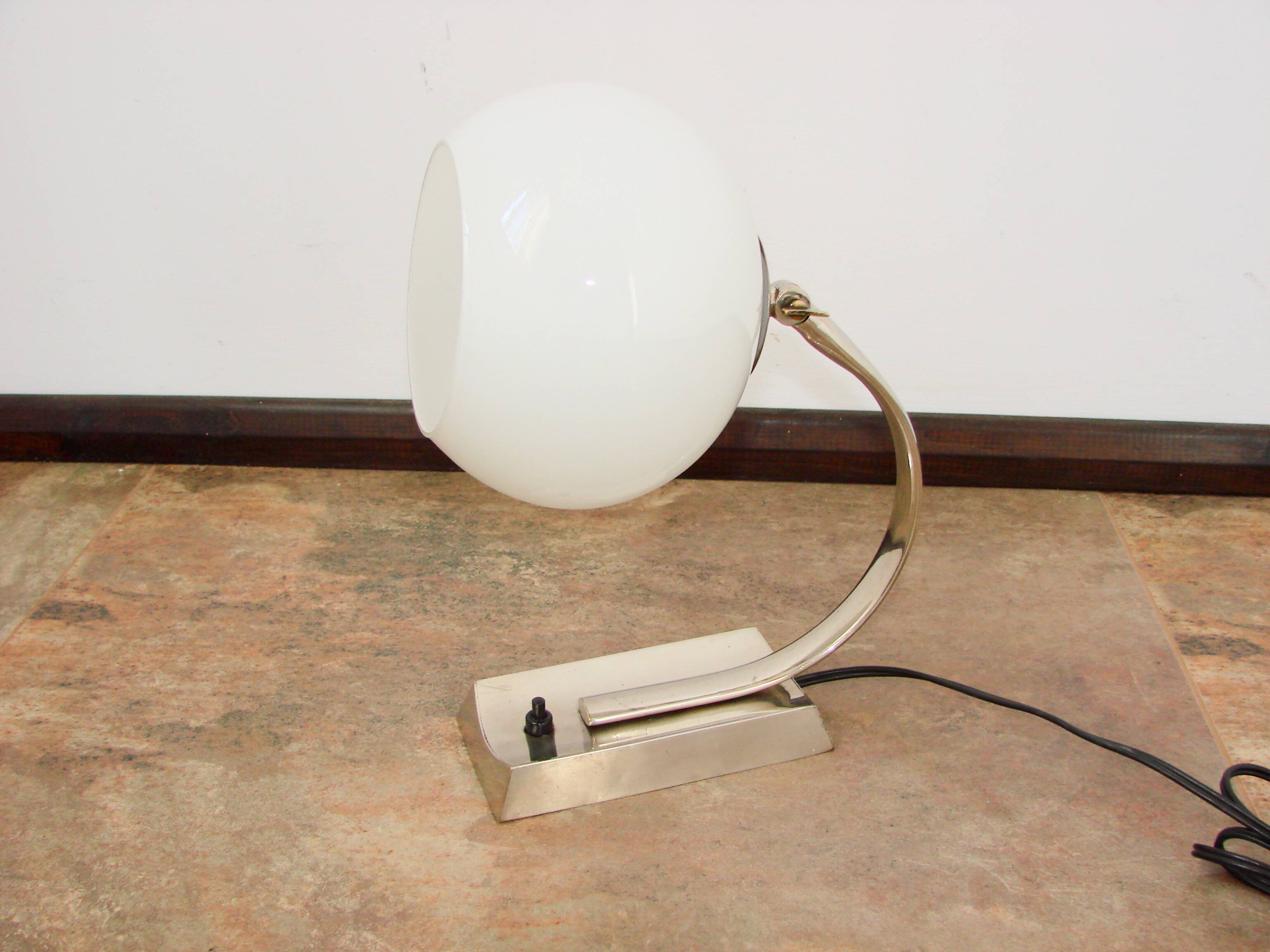 1940s Art Deco lamp | nickel-plated brass + glass | E27 | vintage