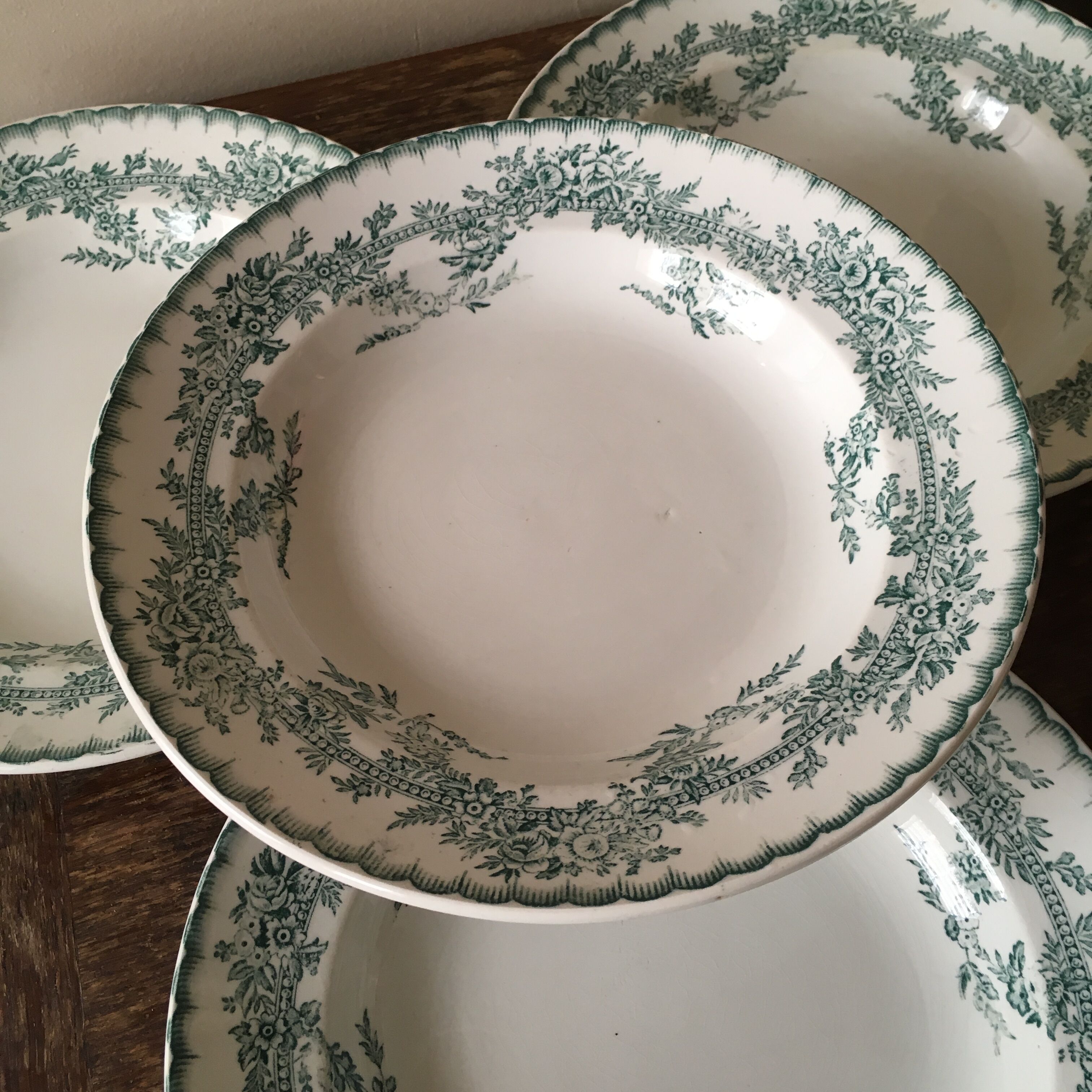 Set of 4 old plates earthenware pottery from Onnaing