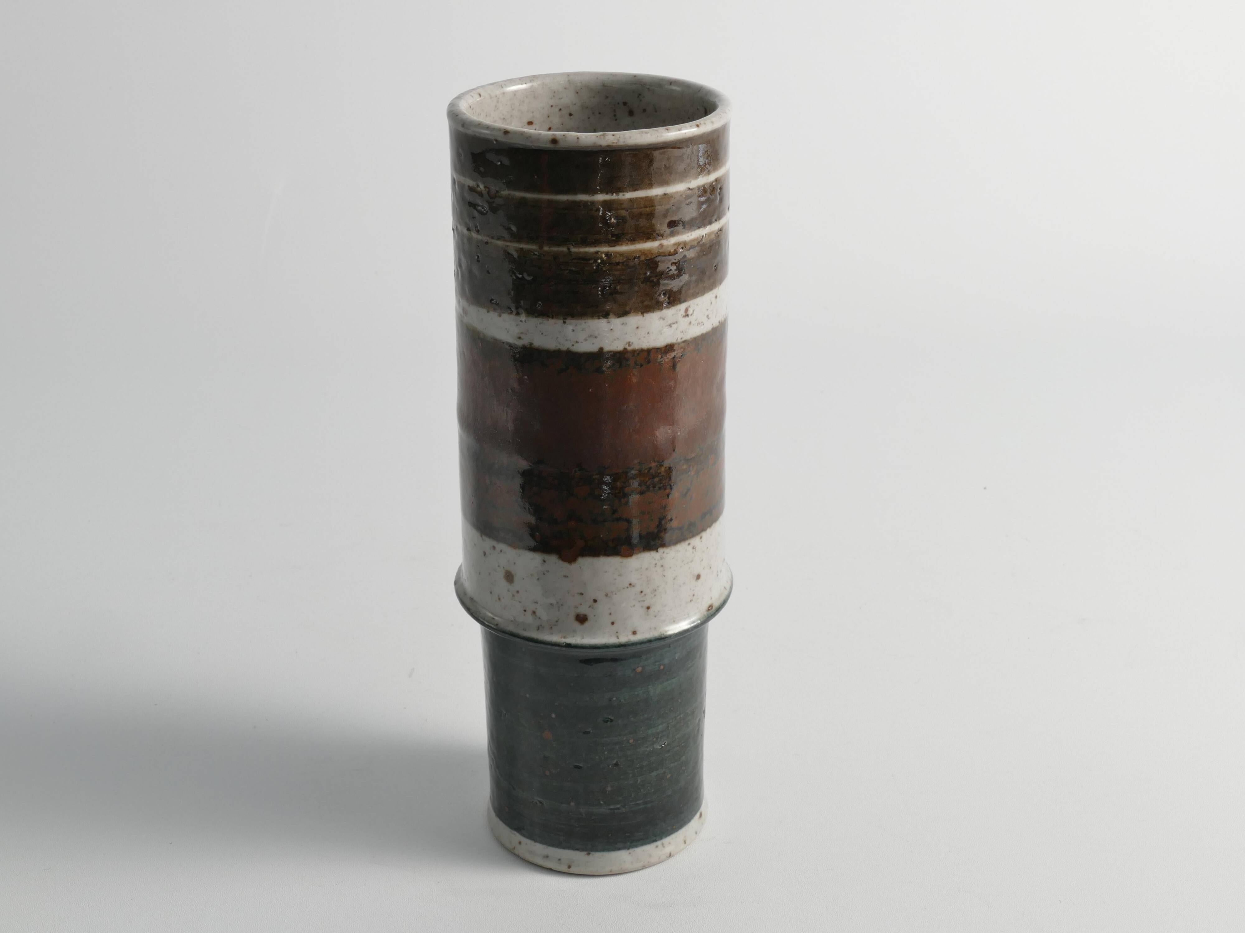 Scandinavian Modern Chamotte Stoneware Vase by Inger Persson for Rörstrand, 1960