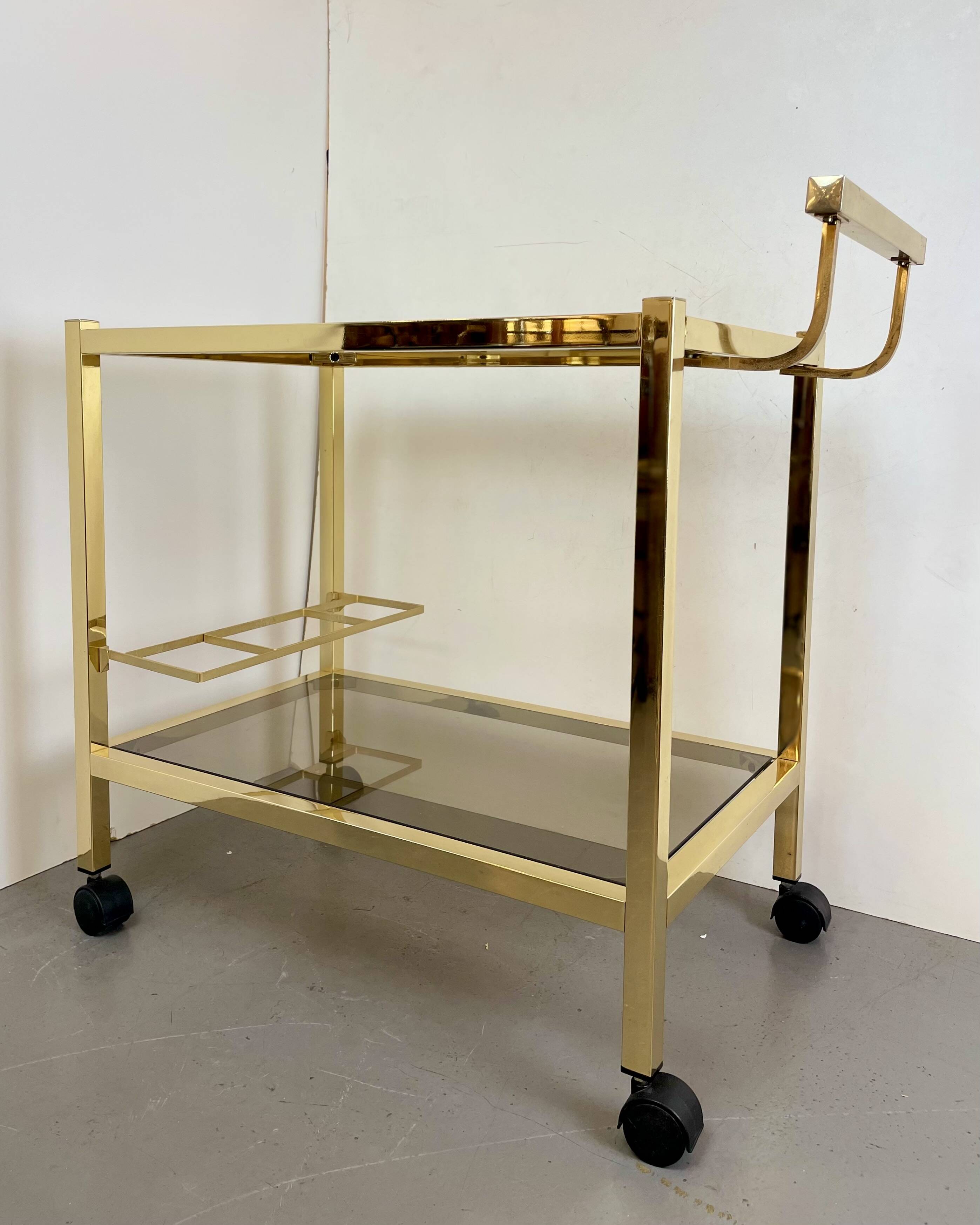 Hollywood Regency Gold Bar Cart, 1980s