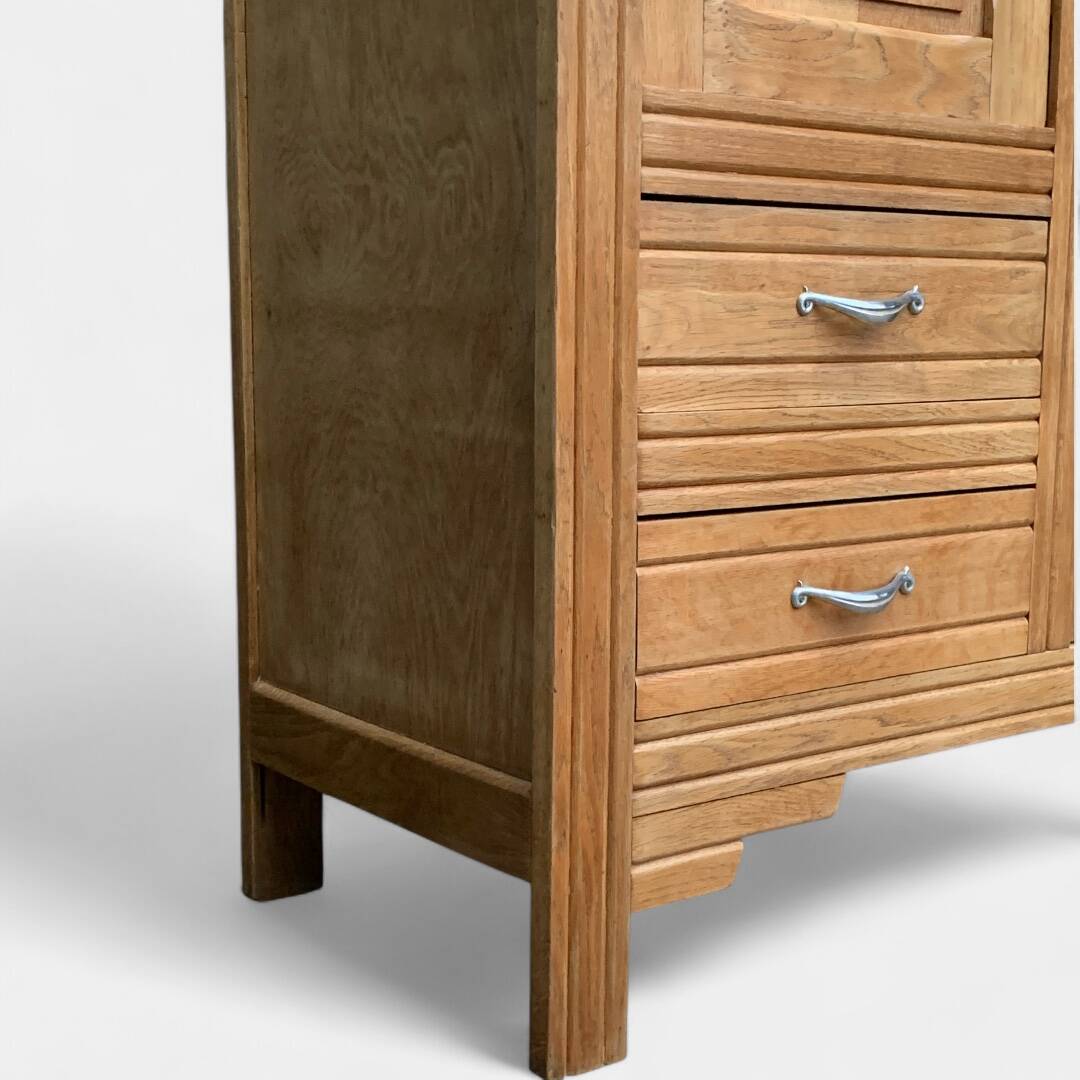 Parisian art deco hotel wardrobe in solid raw oak 1930