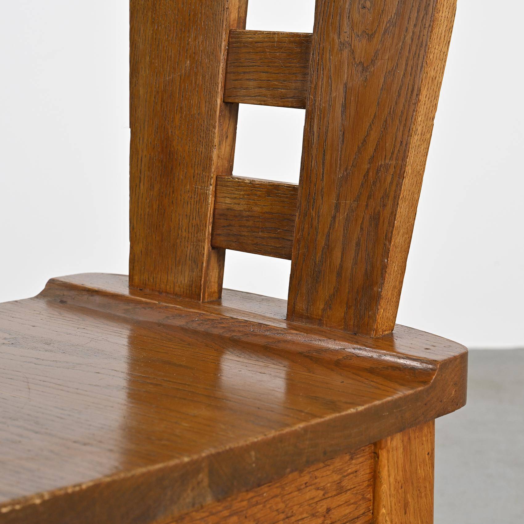 Set of six oak chairs by Henry Jacques Le Même, France circa 1940