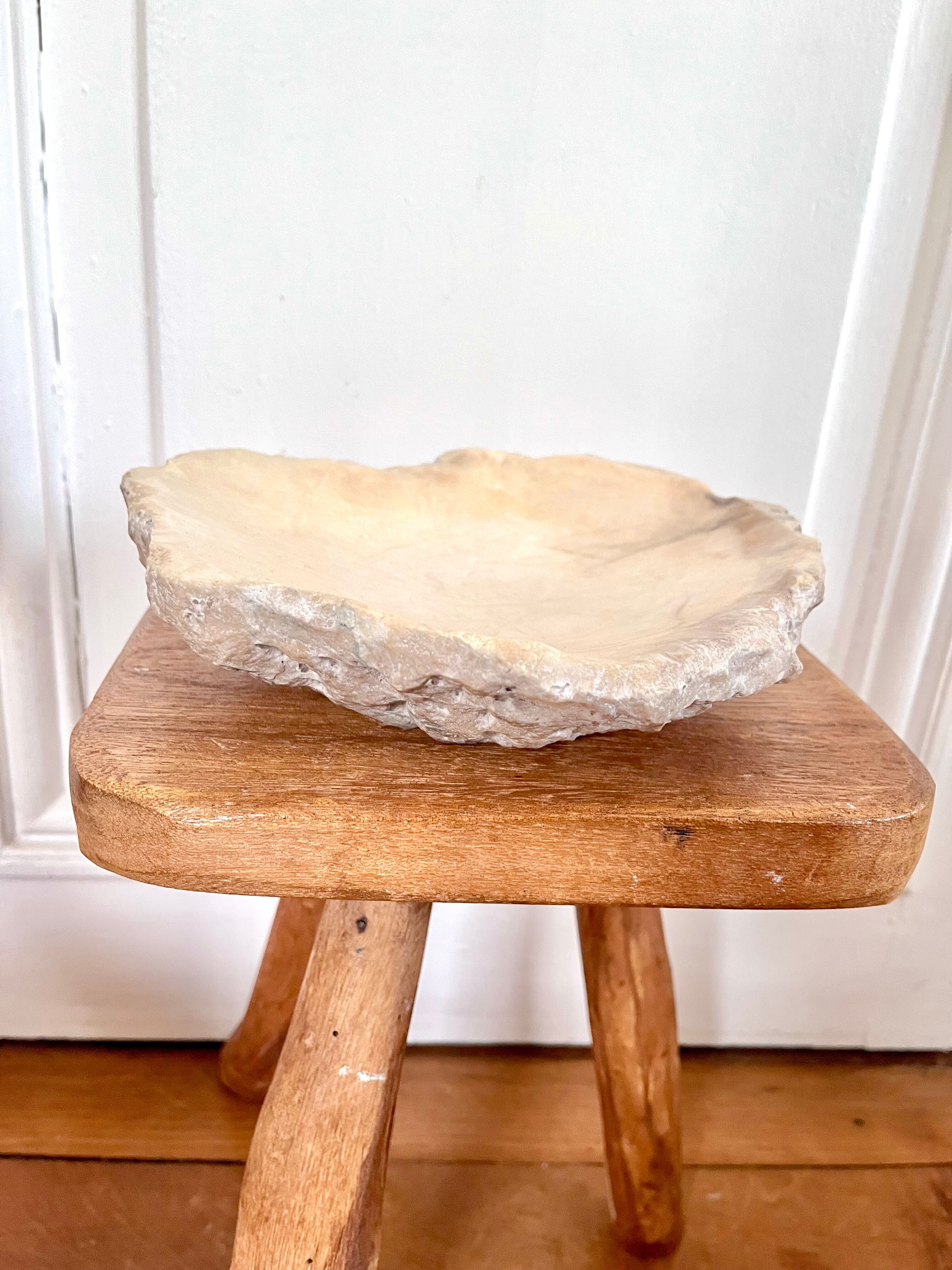 Large ashtray dish made of marbled alabaster.