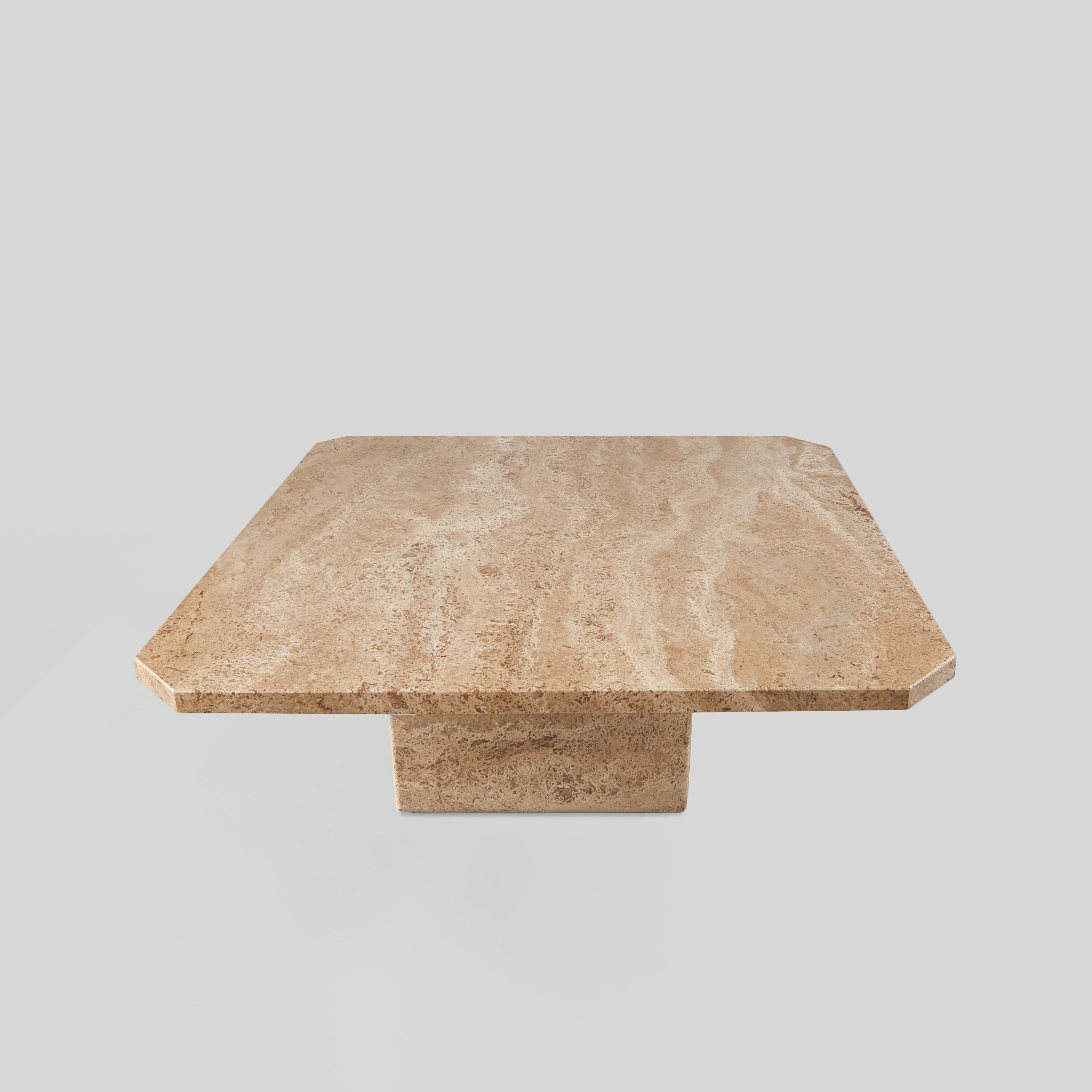 Mid Century brown travertine coffee table