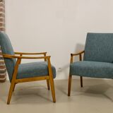 Pair of vintage armchairs in beech year 60