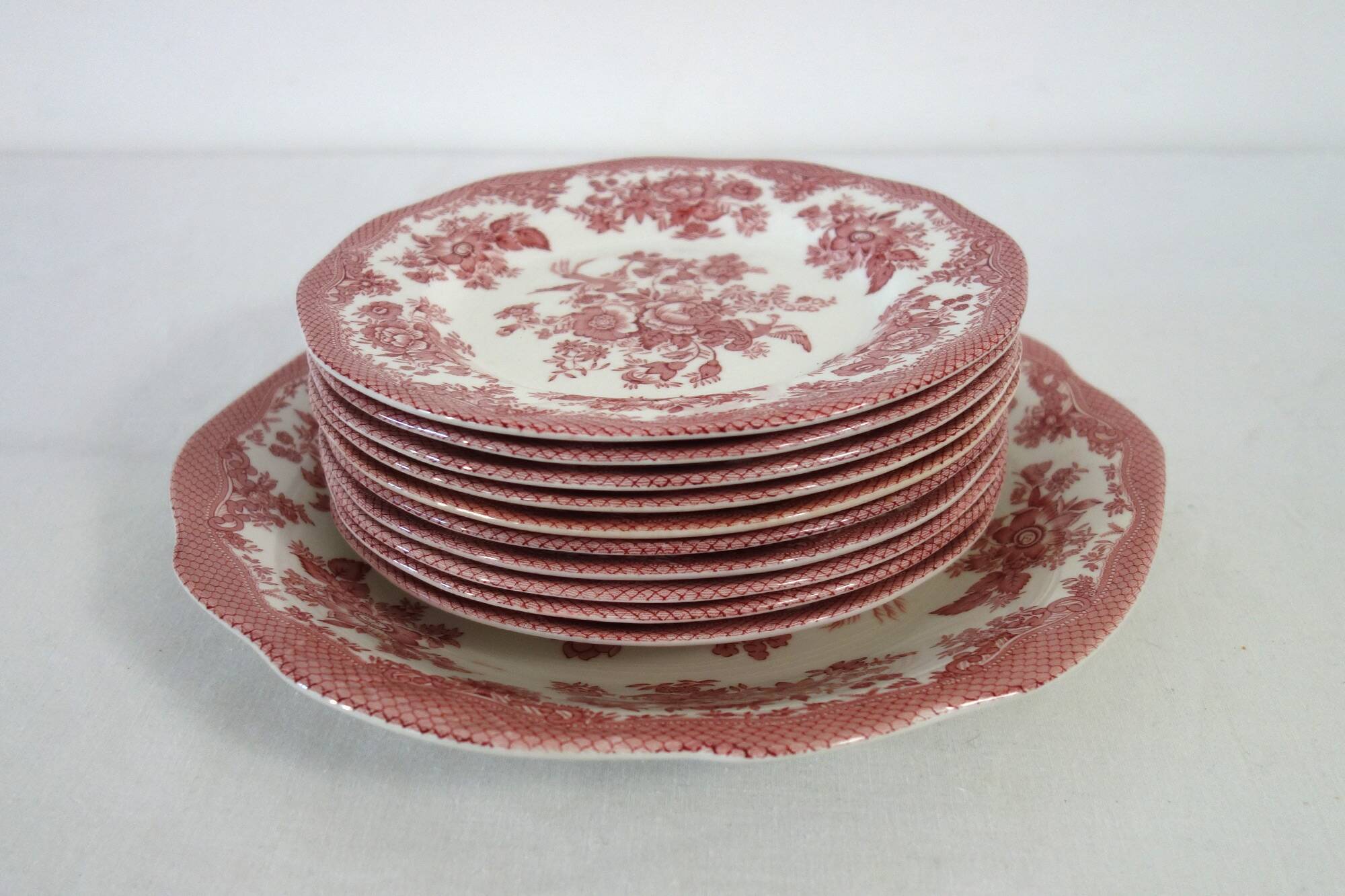 Wedgwood English dessert service iron earth pink floral