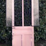 Porte d’entrée ancienne en chêne vitrée grilles en fonte 1925