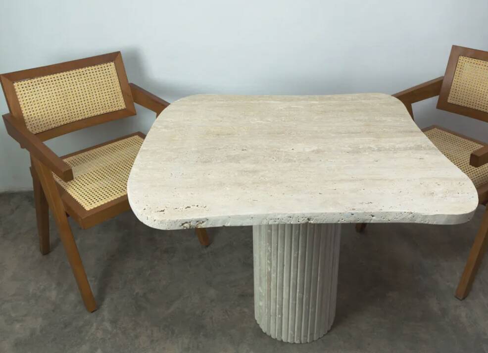 Travertine dining table