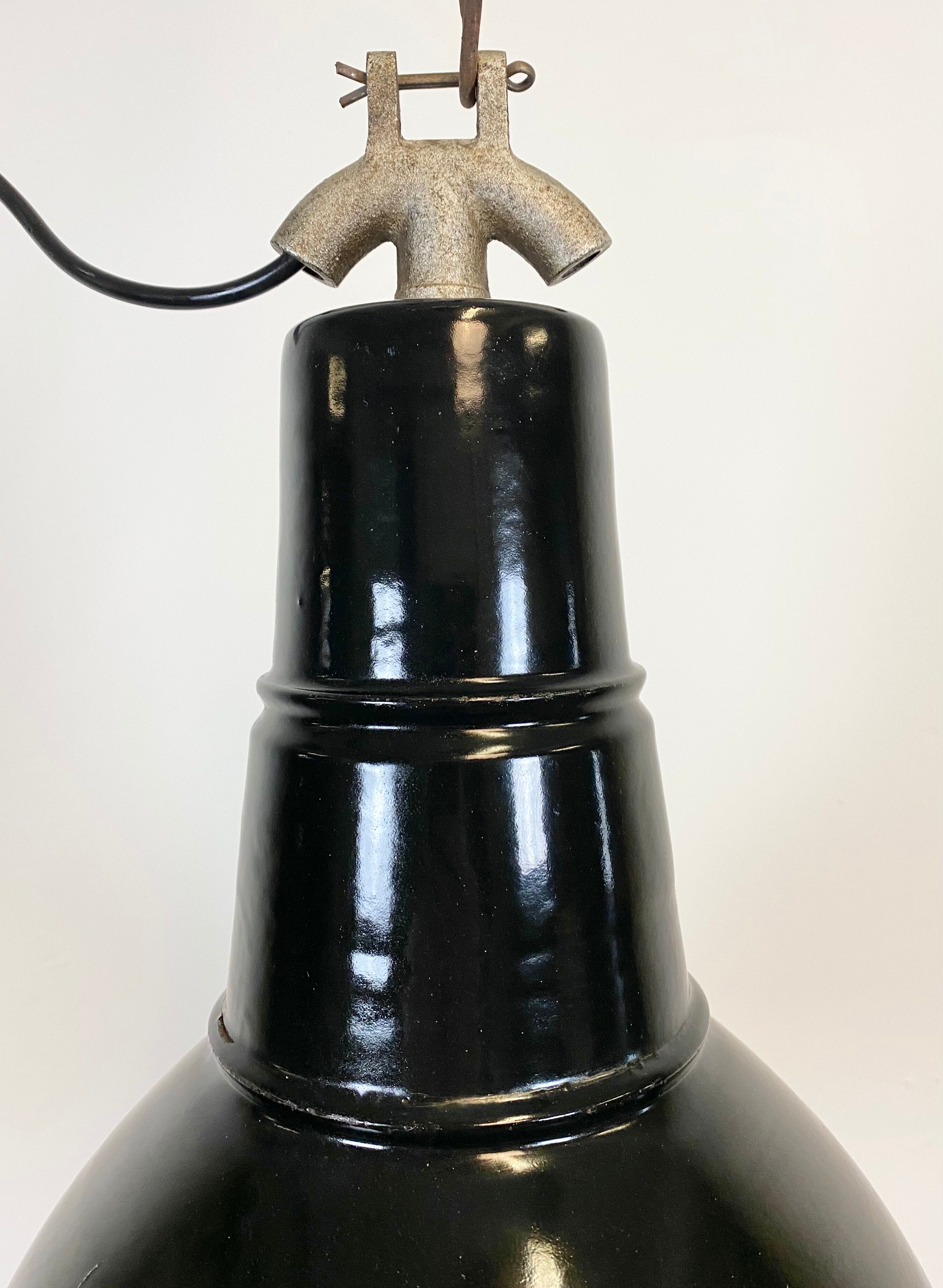Vintage industrial black enamel light, 1930s