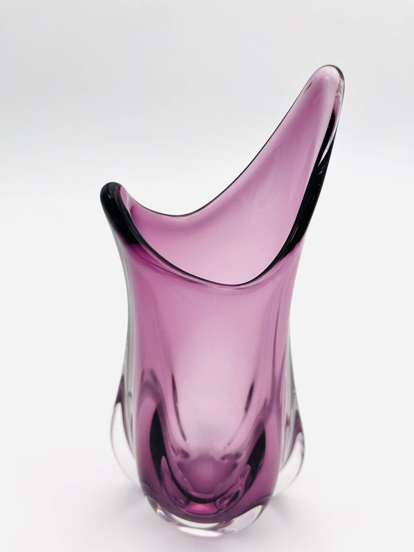 Murano Sommerso Vase Sculptural Organic Amethyst