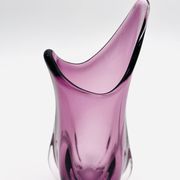 Vase sculptural organique Sommerso Murano couleur améthyste