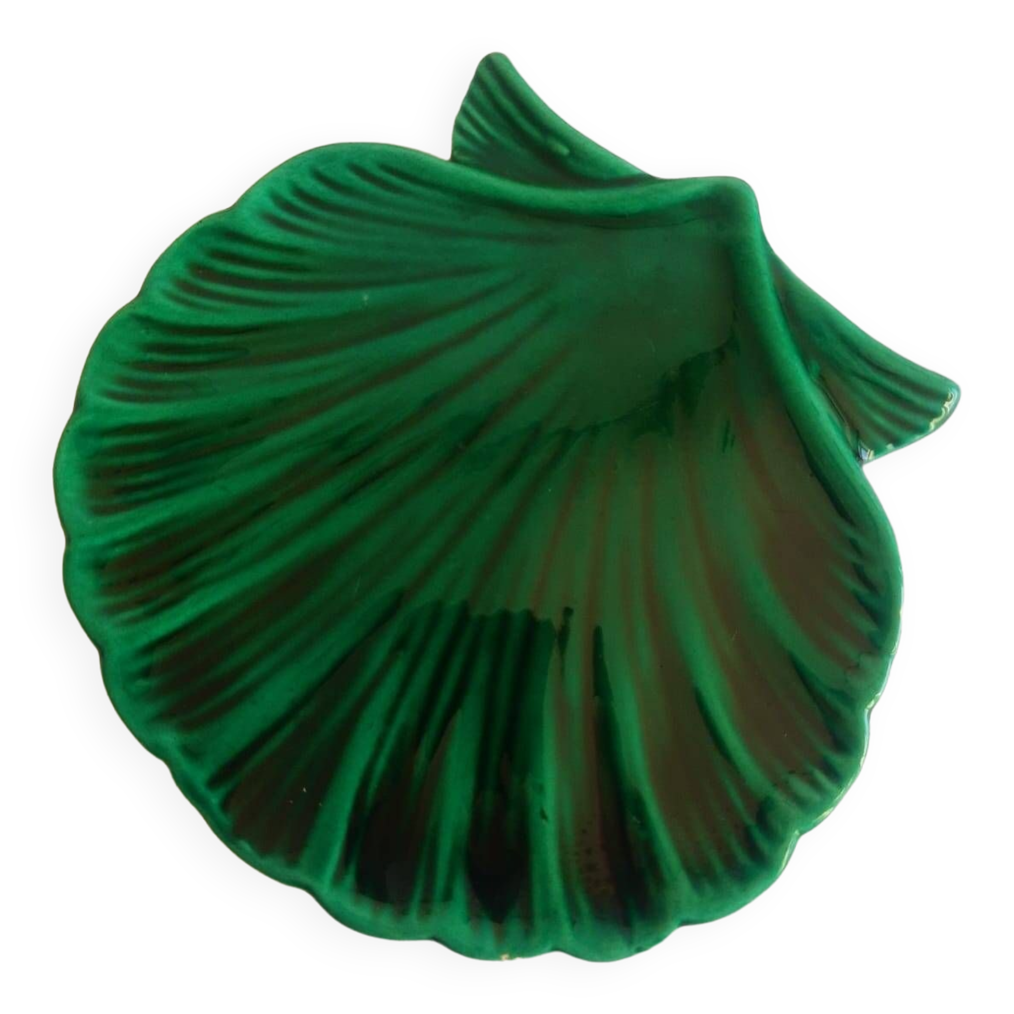 Petit plat coquille vert ancienne vintage