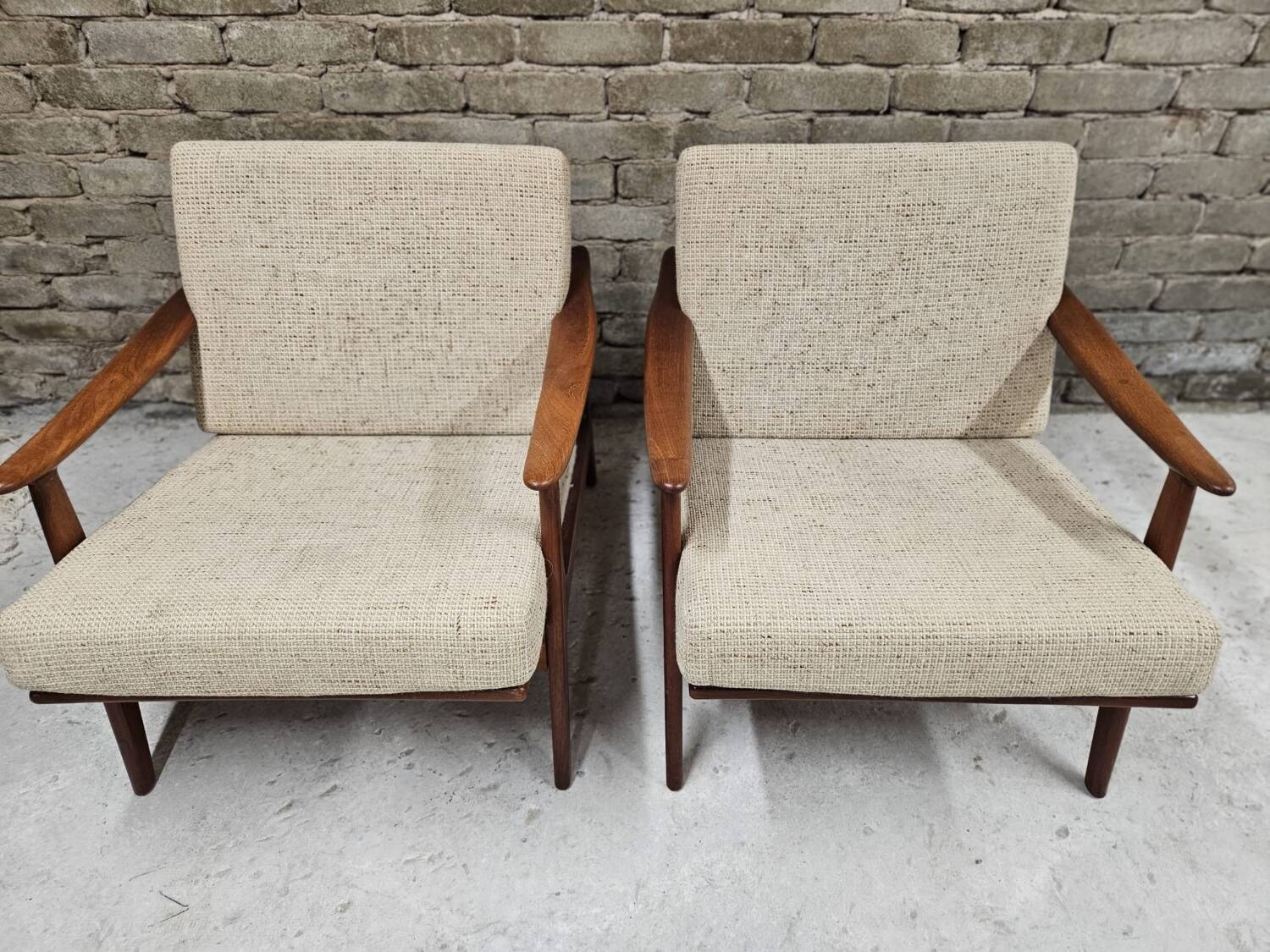 Pair of Scandinavian Danish teak armchairs 1960